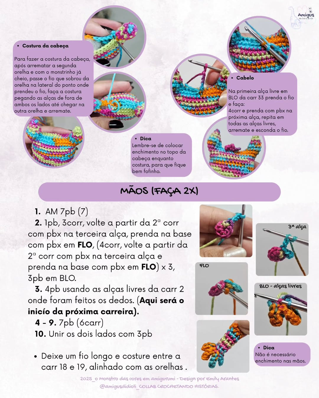 O Monstro das Cores: Gráfico de Amigurumi Grátis