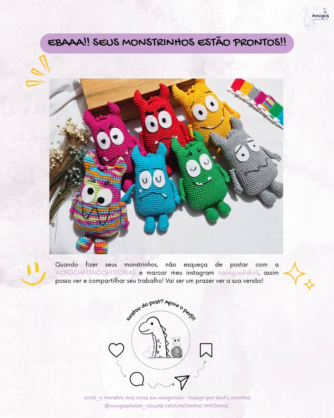 O Monstro das Cores: Gráfico de Amigurumi Grátis