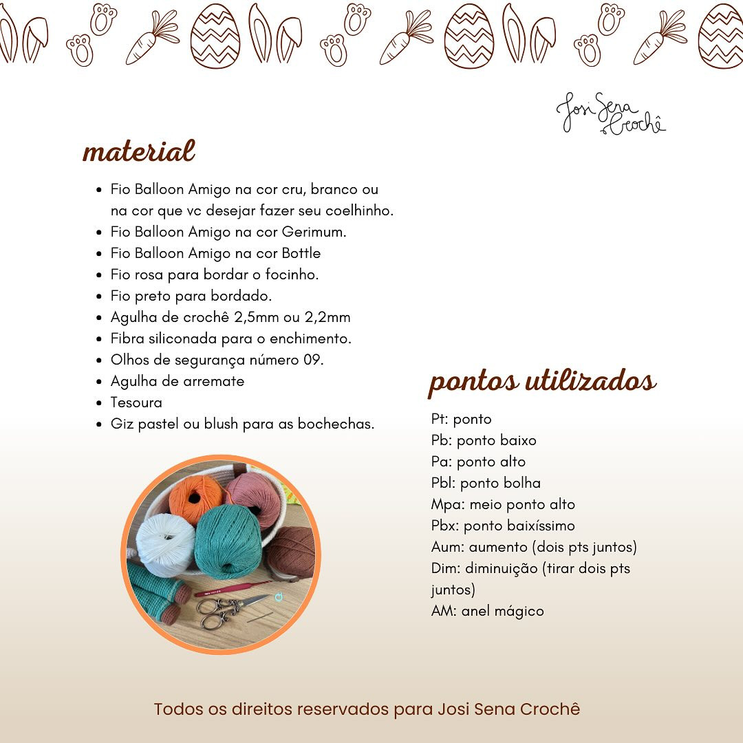 Orelhinha: Gráfico de Crochê de Coelho Amigurumi Grátis