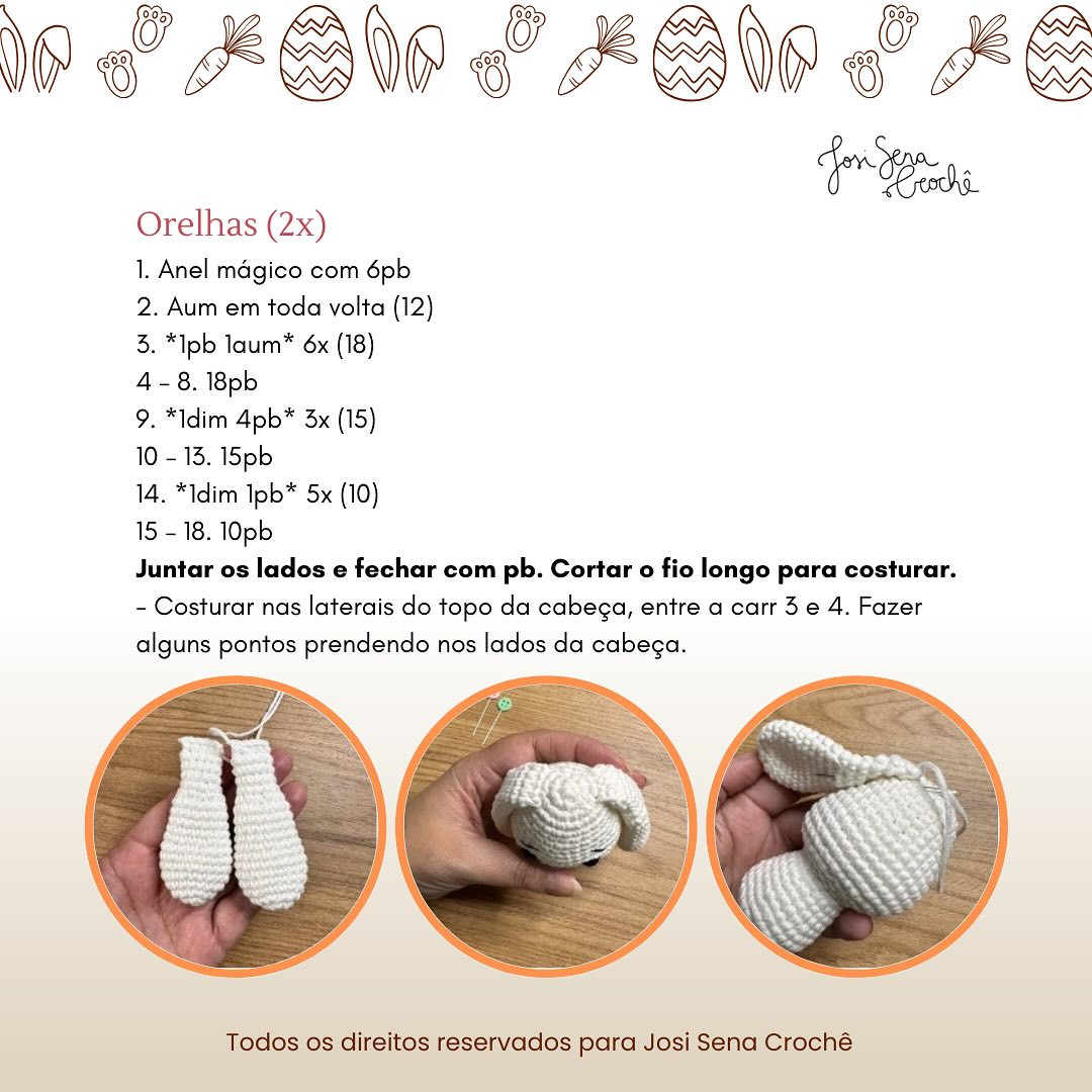 Orelhinha: Gráfico de Crochê de Coelho Amigurumi Grátis