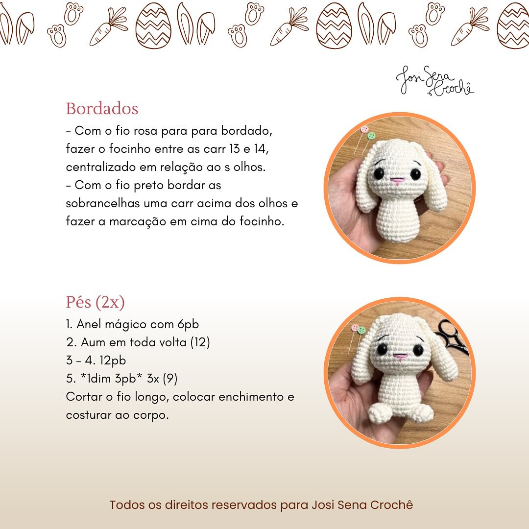 Orelhinha: Gráfico de Crochê de Coelho Amigurumi Grátis