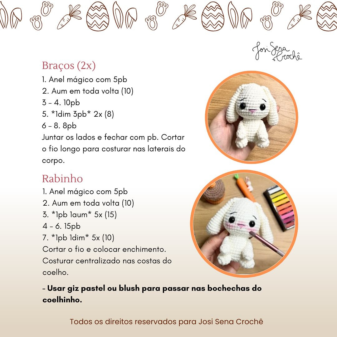 Orelhinha: Gráfico de Crochê de Coelho Amigurumi Grátis