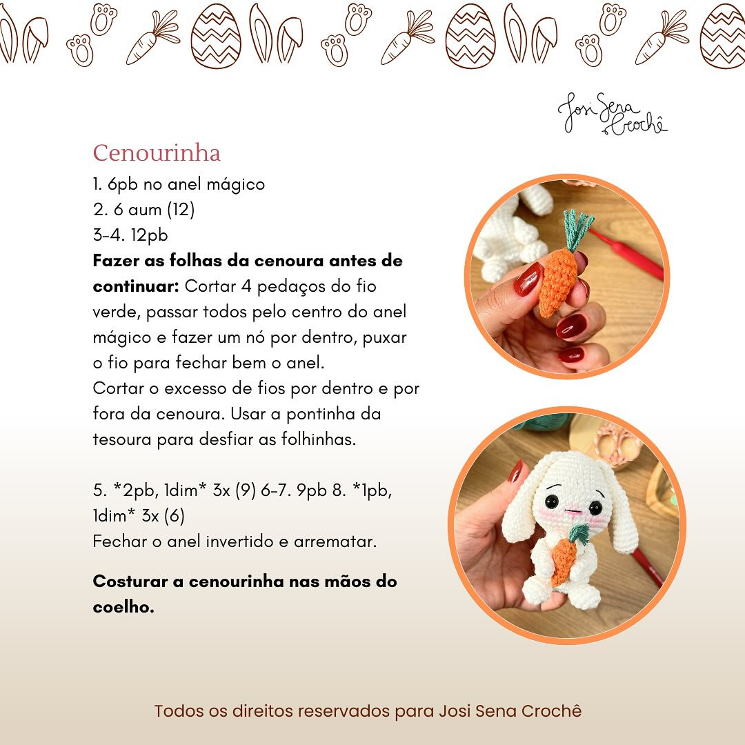 Orelhinha: Gráfico de Crochê de Coelho Amigurumi Grátis