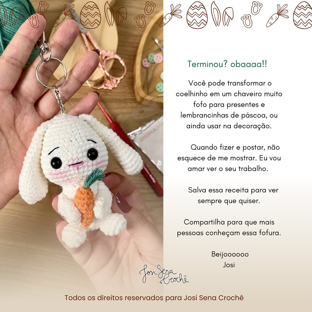 Orelhinha: Gráfico de Crochê de Coelho Amigurumi Grátis