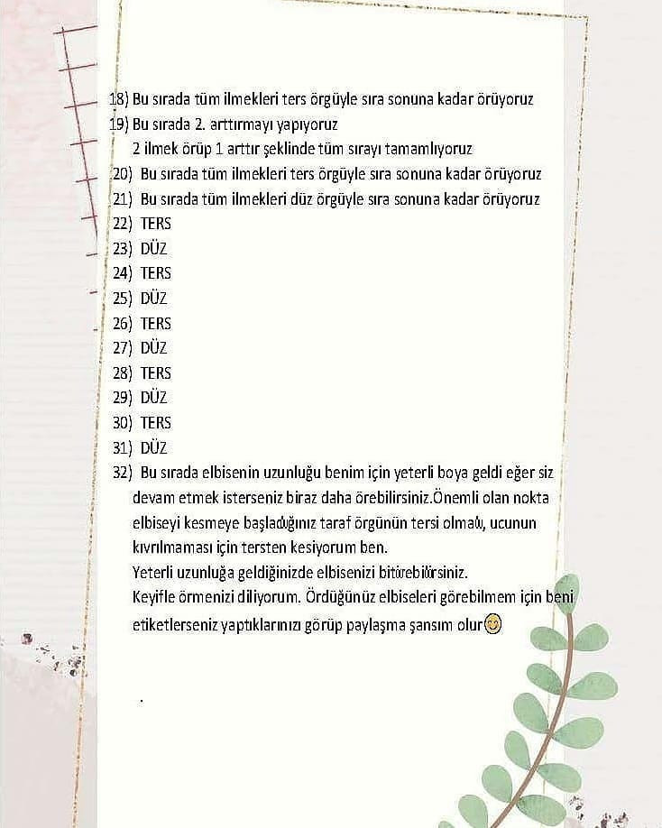 Örgü Bebek Elbisesi Şeması
