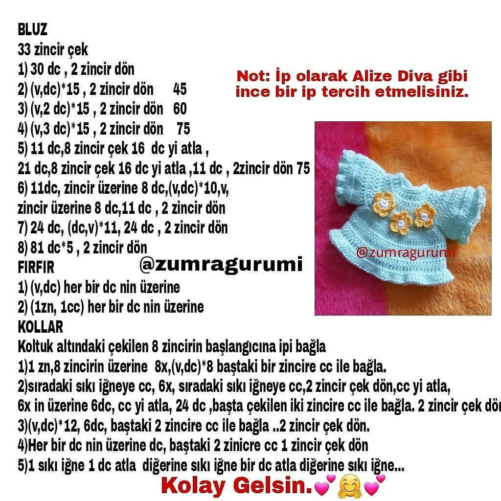Örgü Bebek Kıyafeti Şeması