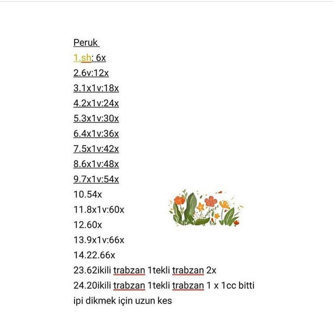 Örgü Bebek Şeması: Mor Elbiseli Minik Prenses