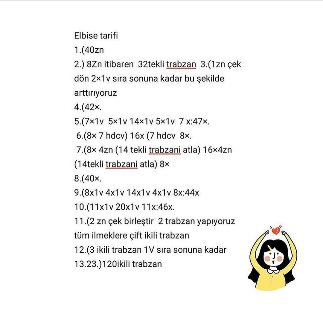 Örgü Bebek Şeması: Mor Elbiseli Minik Prenses