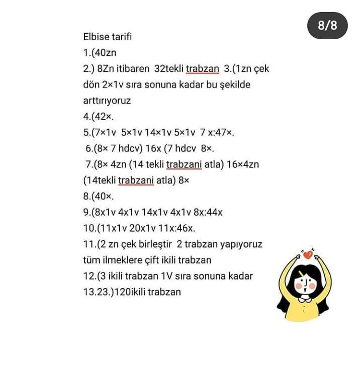 Örgü Bebek Şeması: Mor Elbiseli Minik Prenses