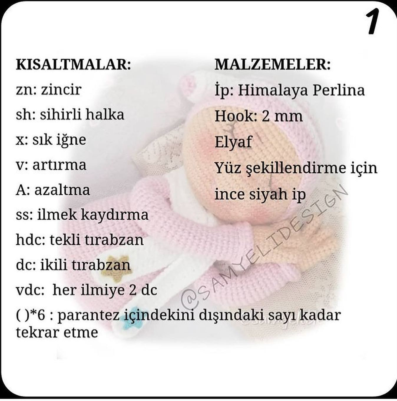 Örgü Bebek Şeması: Uykucu Kız