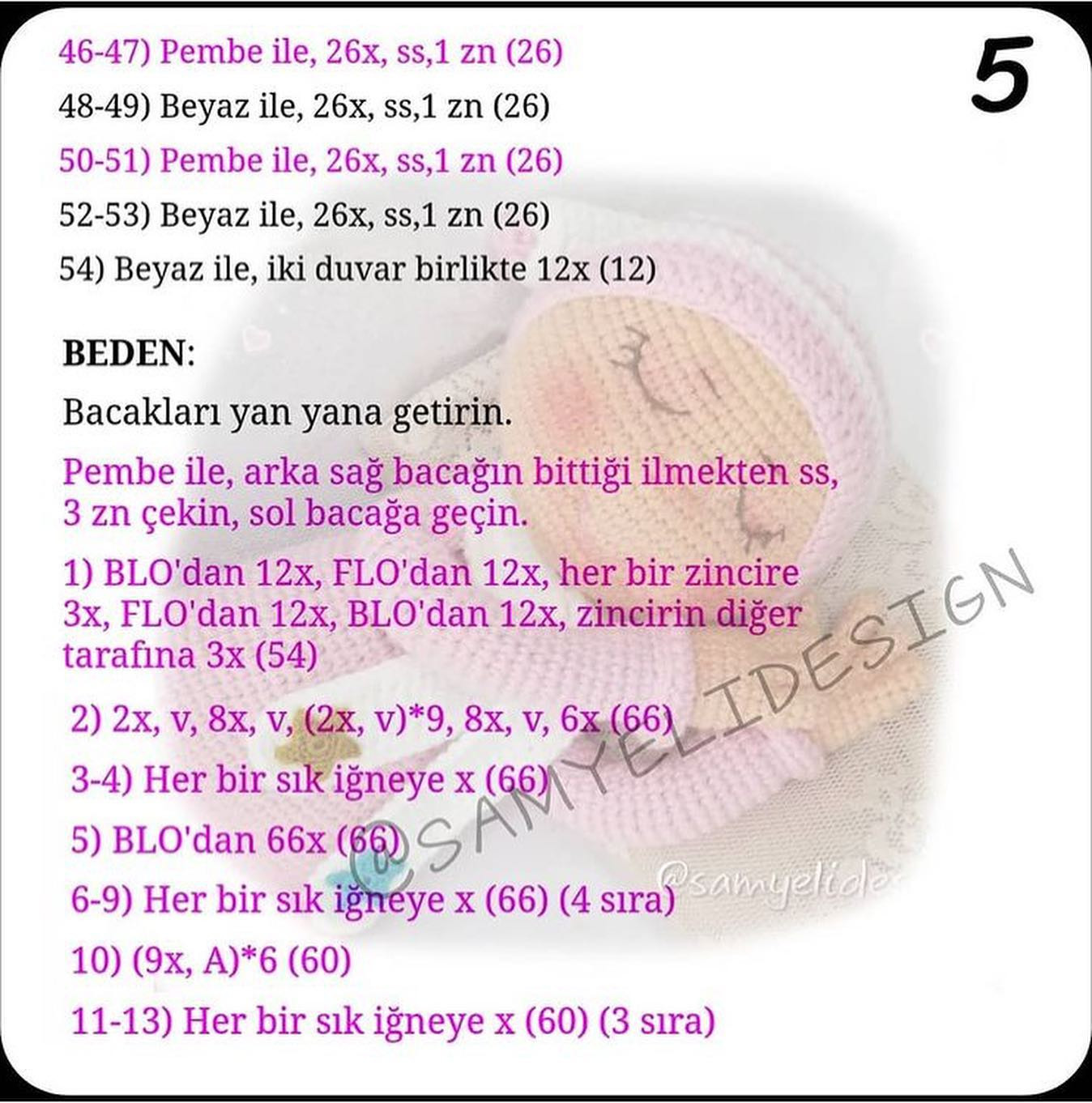 Örgü Bebek Şeması: Uykucu Kız