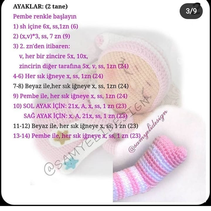 Örgü Bebek Şeması: Uykucu Kız