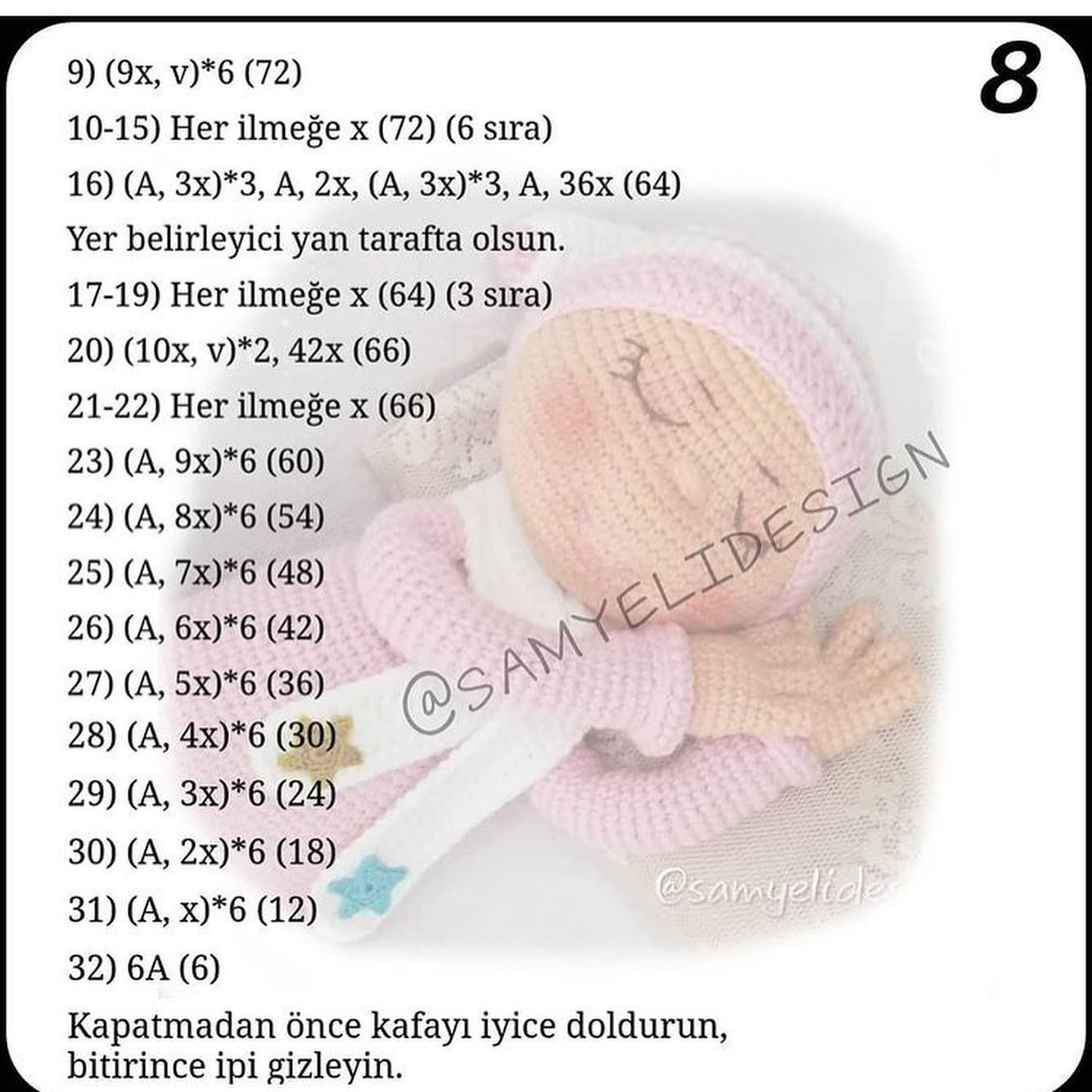 Örgü Bebek Şeması: Uykucu Kız