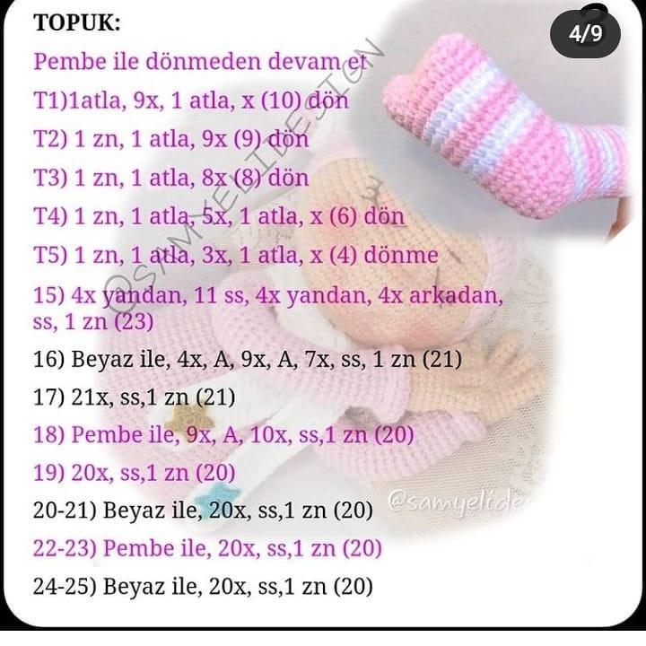 Örgü Bebek Şeması: Uykucu Kız