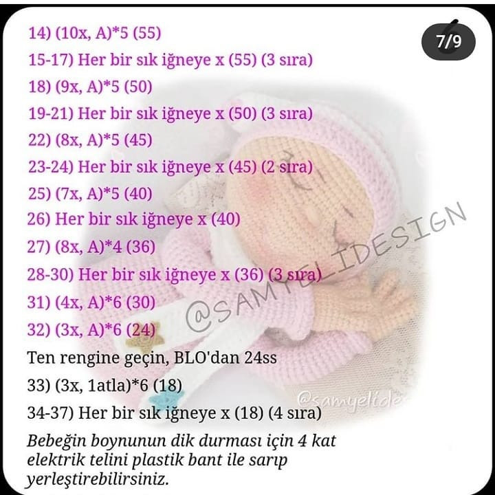 Örgü Bebek Şeması: Uykucu Kız