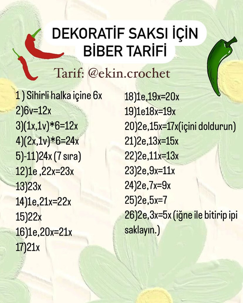 Örgü Biber: Sevimli Mini Tığ İşi Tarifi