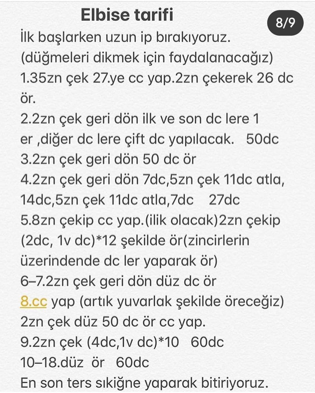 Örgü Tavşan Şeması: Sarı Elbiseli Sevimli Tavşan