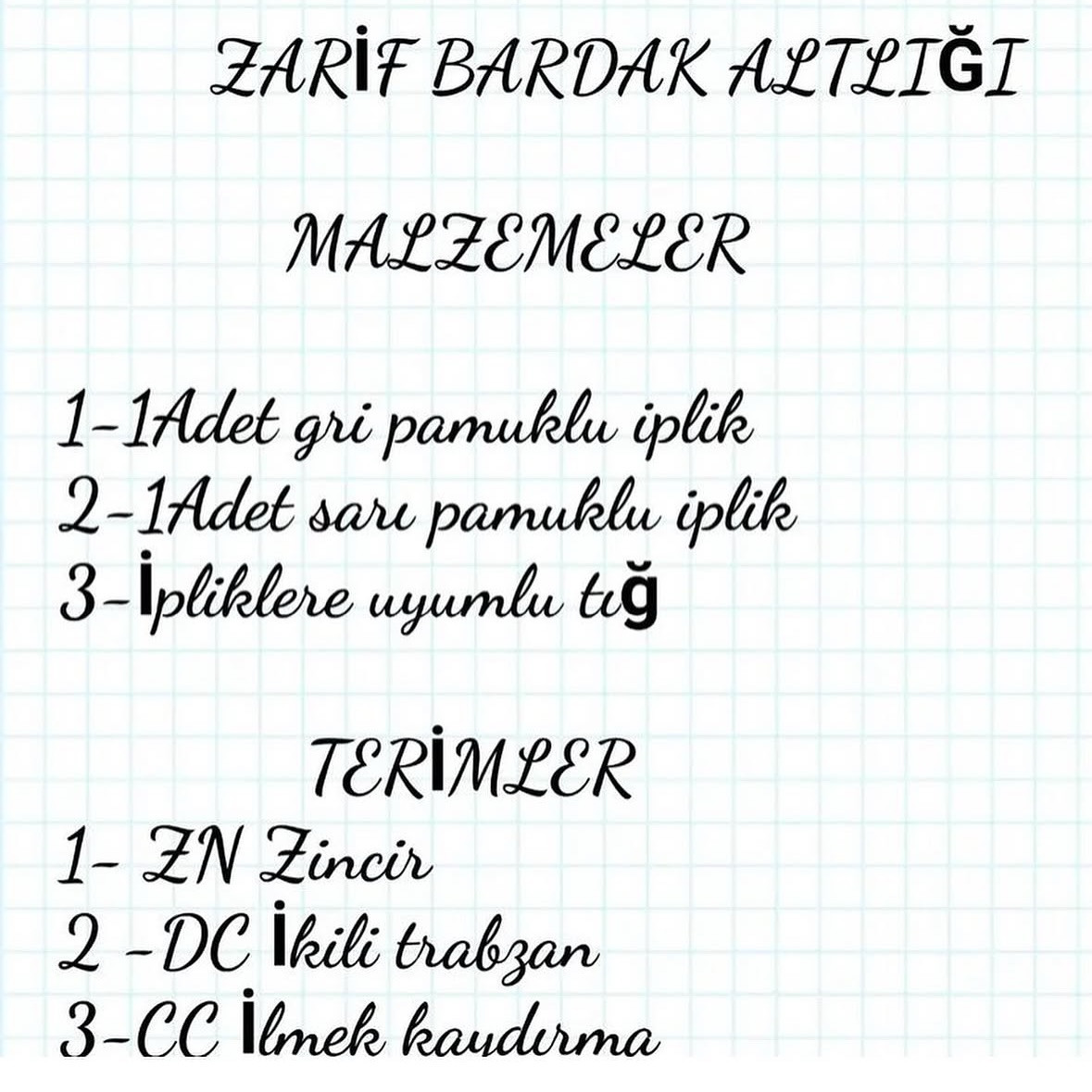 Örme Bardak Altlığı Şeması