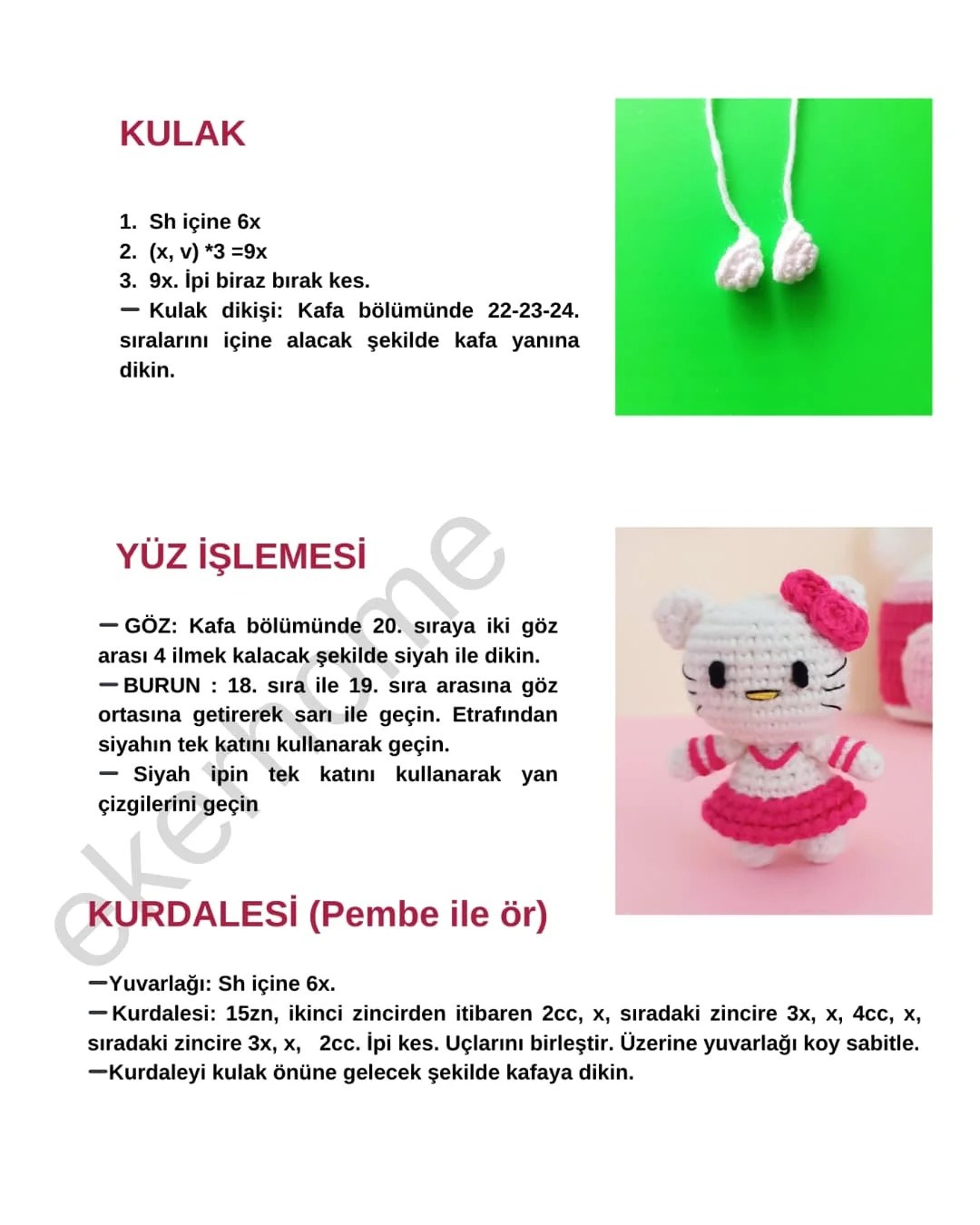Örme Hello Kitty Amigurumi Tarifi