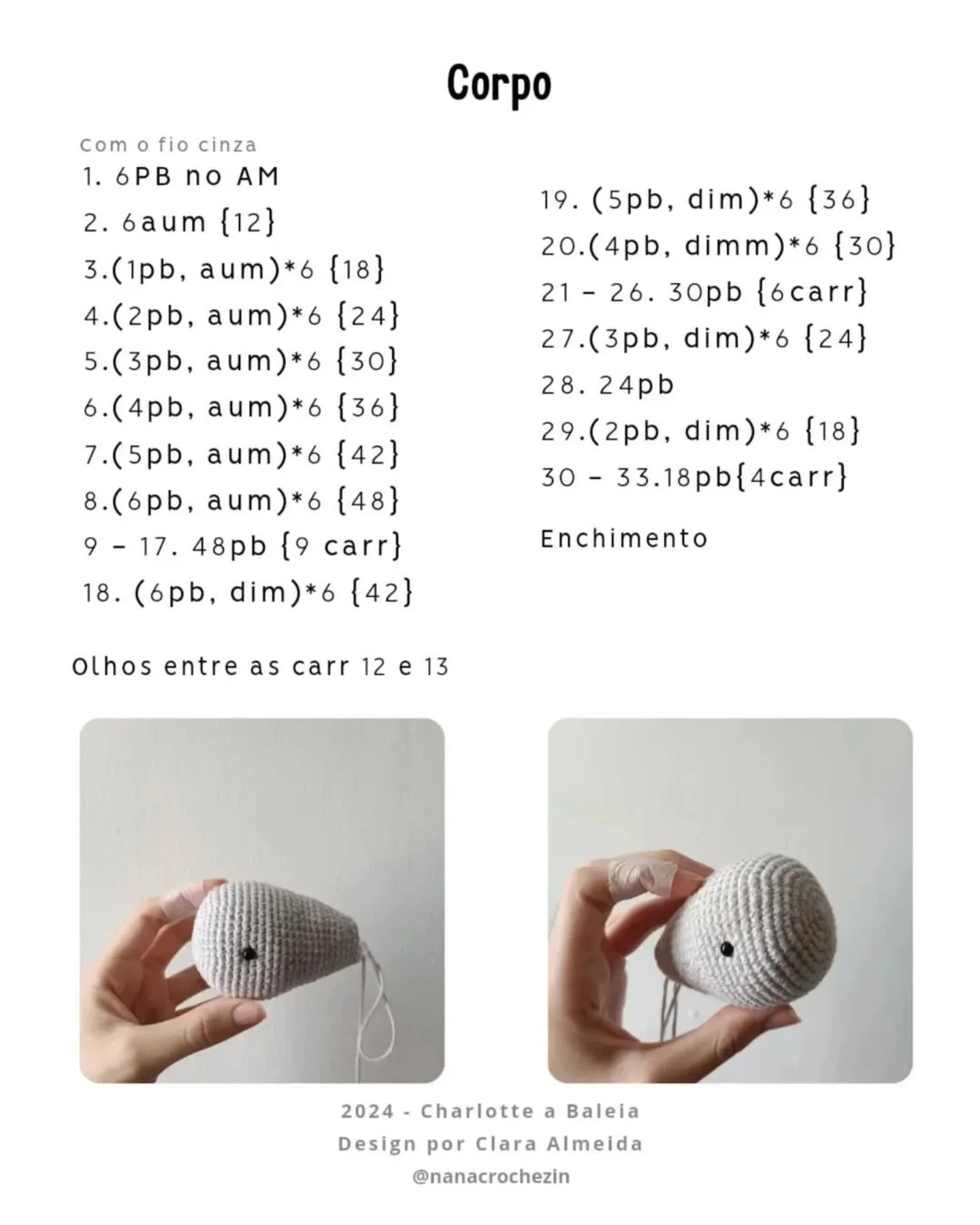 Padrão de crochê grátis: Baleia Cachalote Amigurumi Charlotte