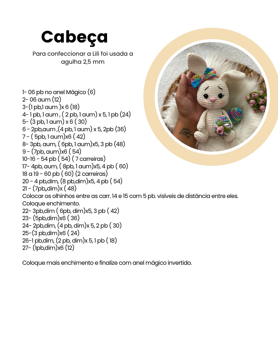 Padrão Grátis: Coelhinha Lili Amigurumi