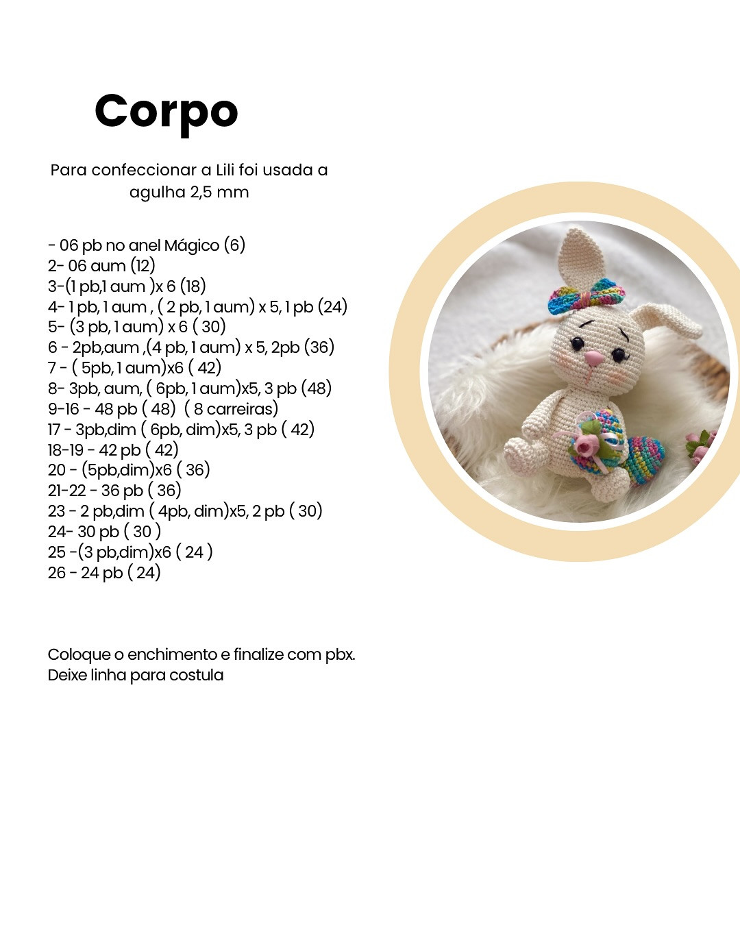 Padrão Grátis: Coelhinha Lili Amigurumi