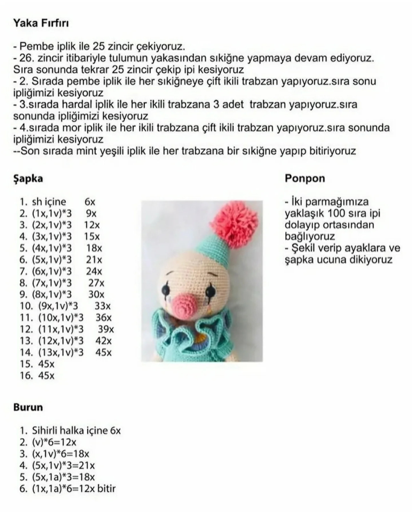 PALYAÇO AMIGURUMI ÜCRETSİZ TARİFİ