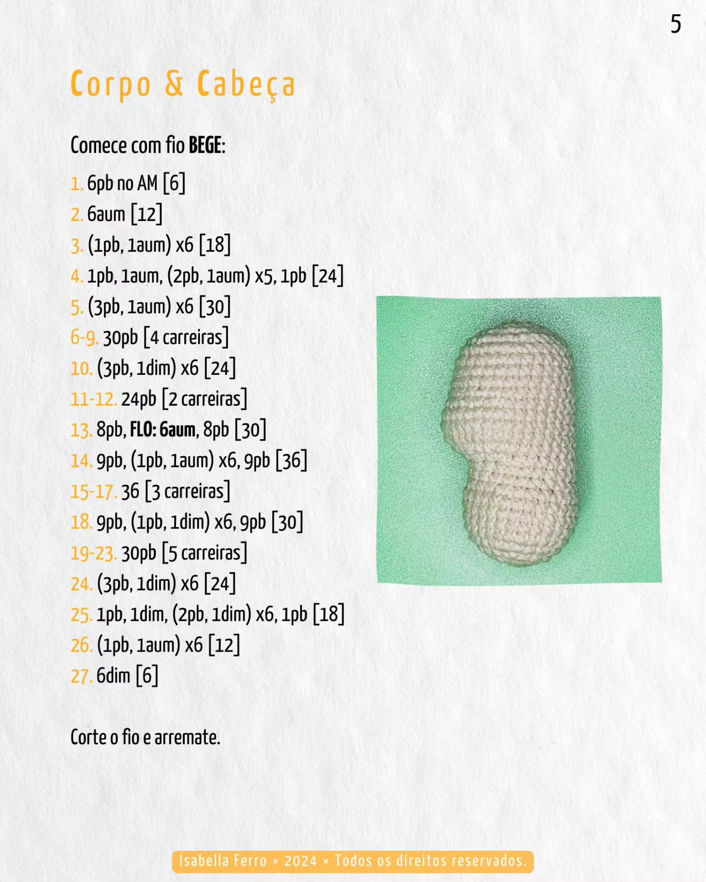 Patamon em amigurumi: Gráfico gratuito para download