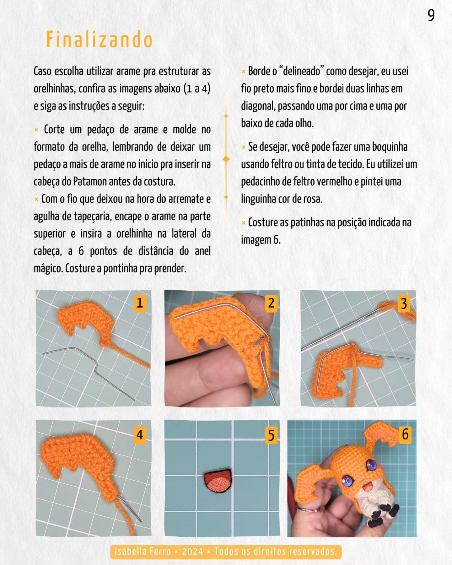 Patamon em amigurumi: Gráfico gratuito para download
