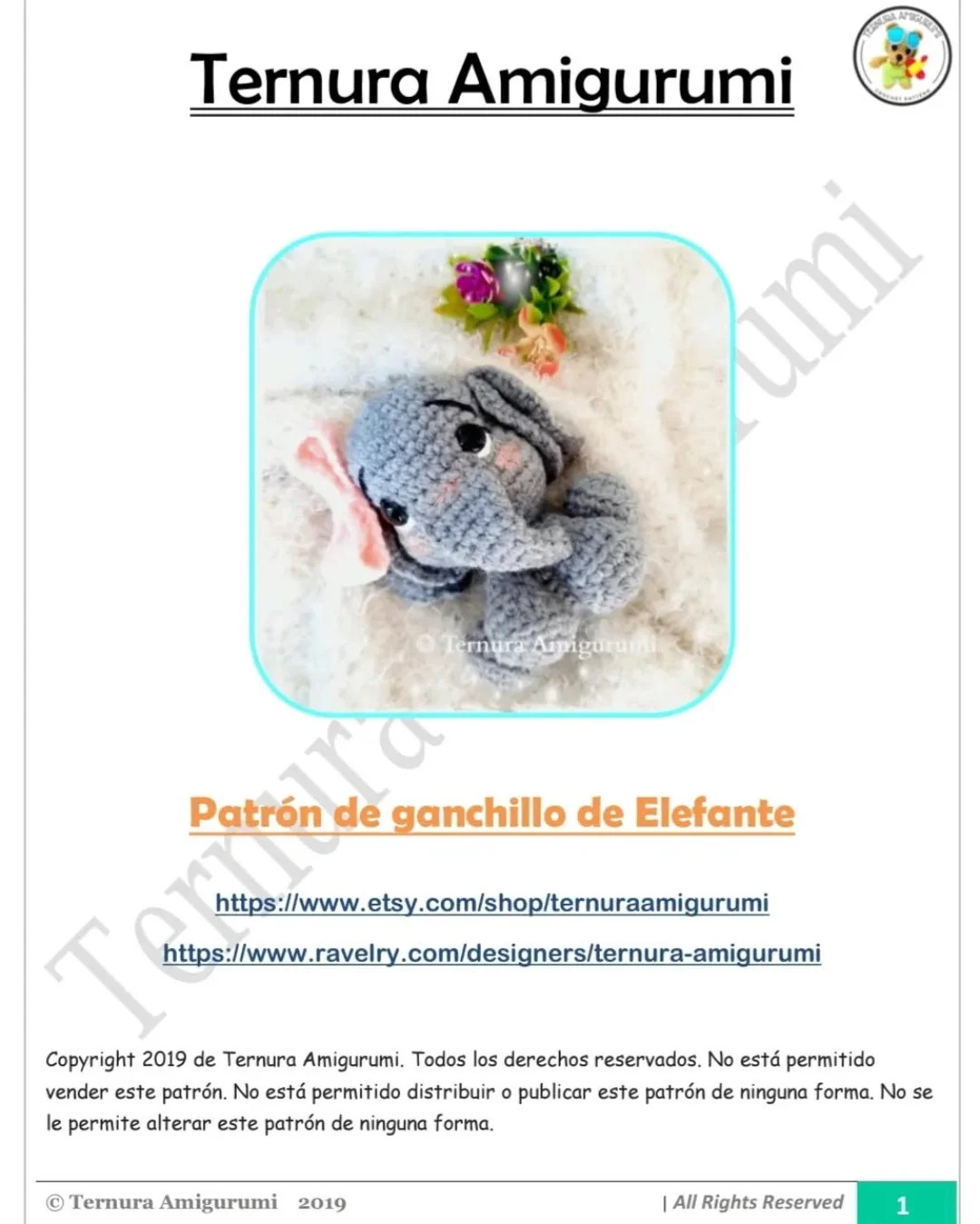 Patrón de amigurumi elefante gratis