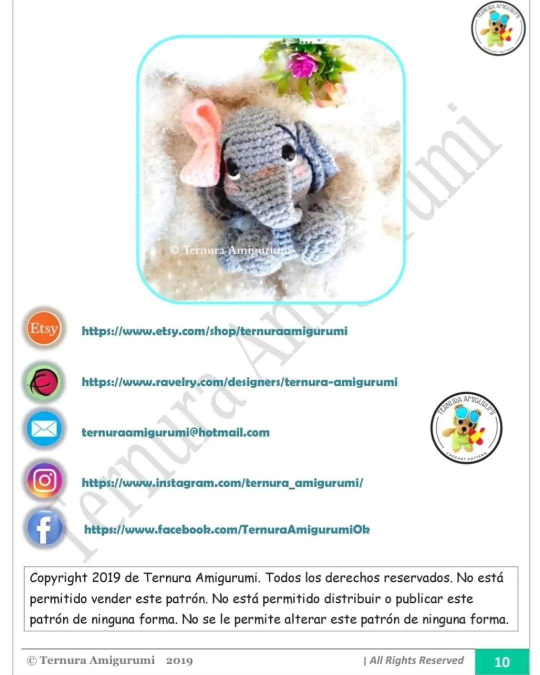 Patrón de amigurumi elefante gratis