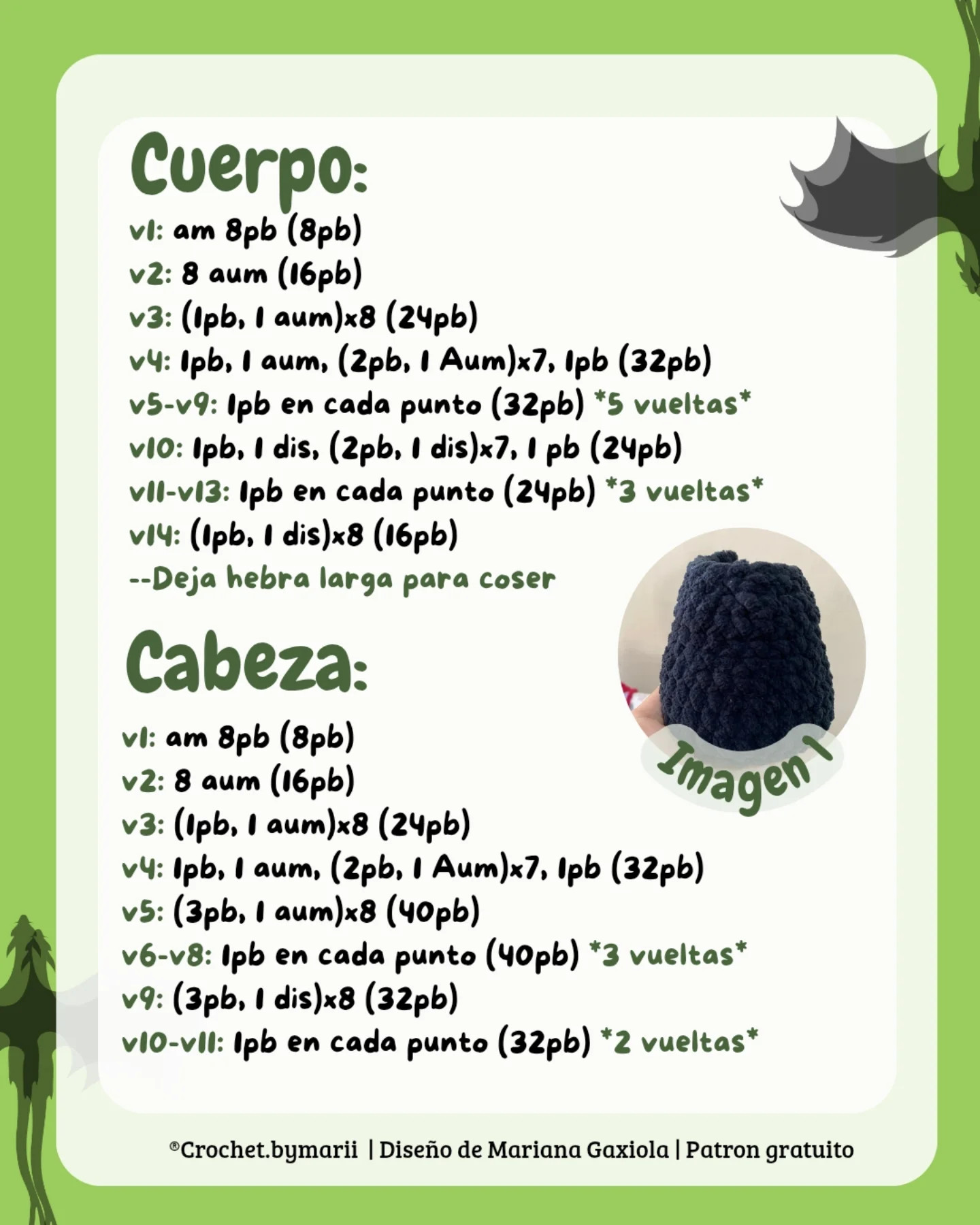 Patrón gratuito amigurumi Chimuelo