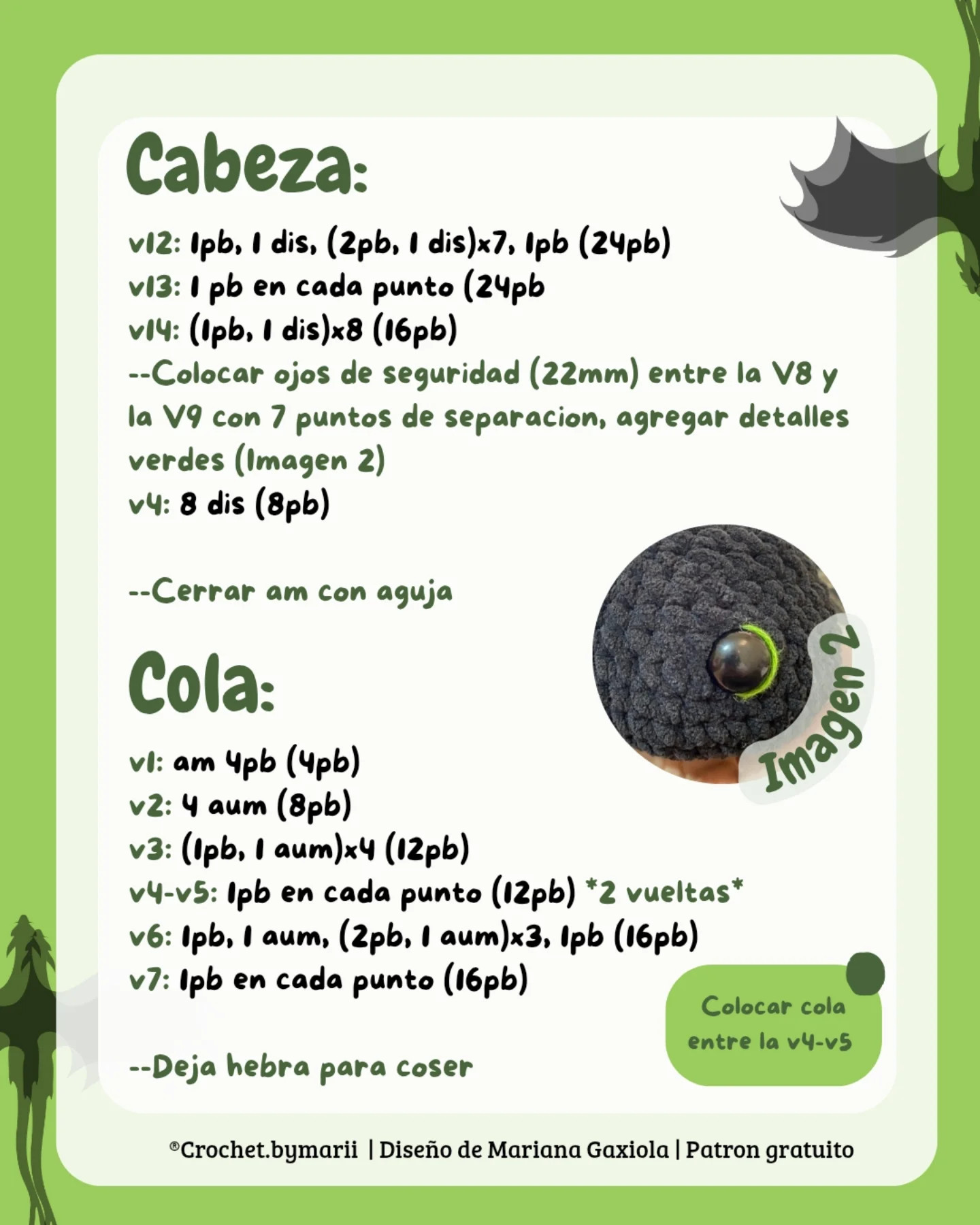 Patrón gratuito amigurumi Chimuelo