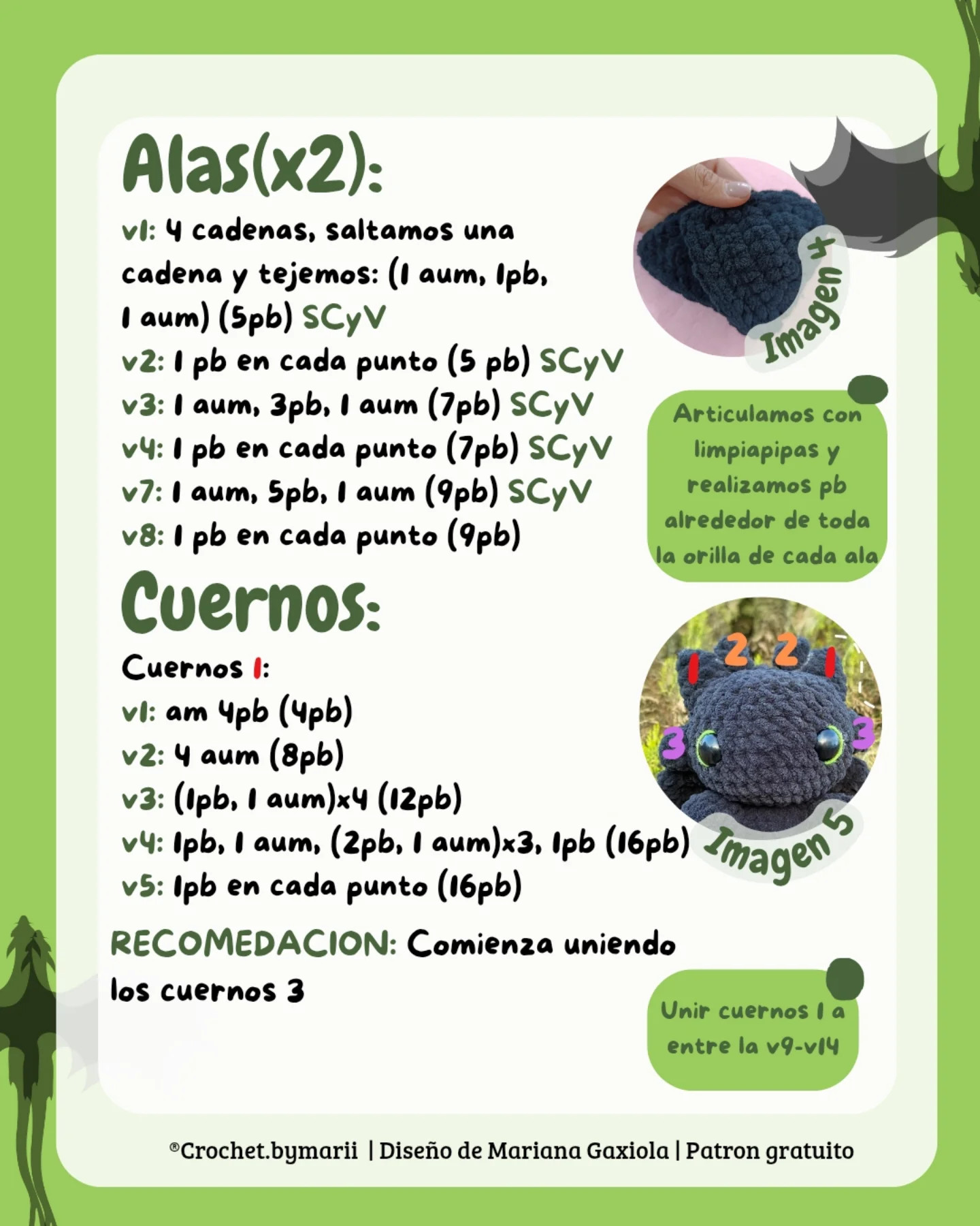 Patrón gratuito amigurumi Chimuelo