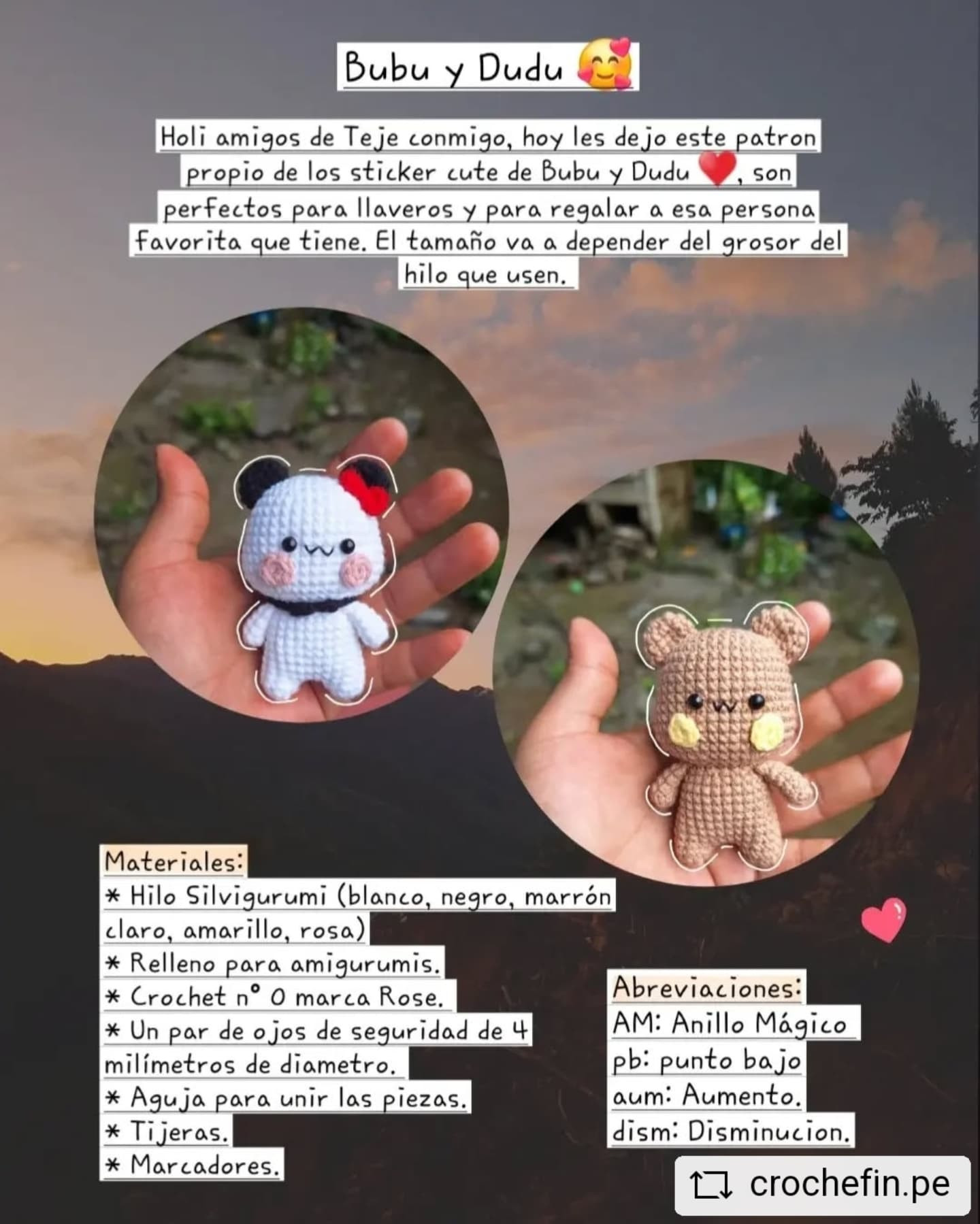 Patrón gratuito de amigurumi: Panda y Osito