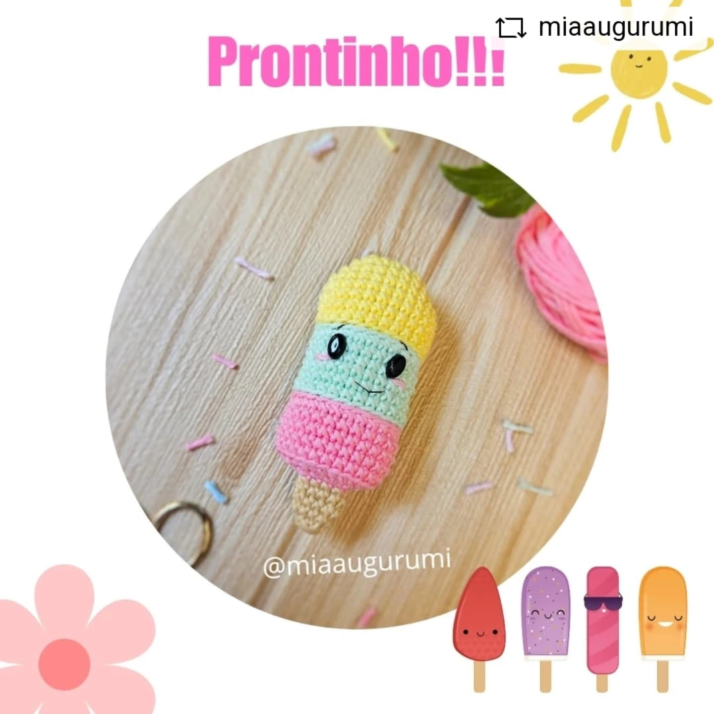 Picolé Amigurumi: Gráfico de Crochê Grátis