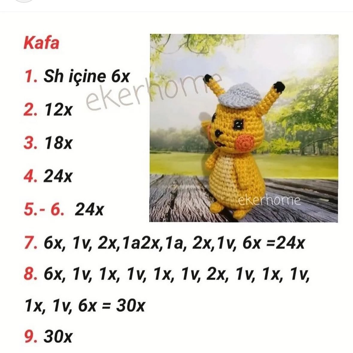 Pikachu Amigurumi Şeması