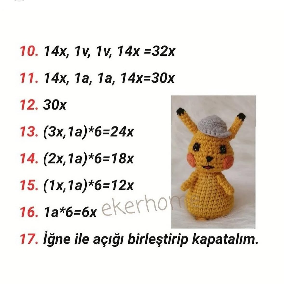 Pikachu Amigurumi Şeması