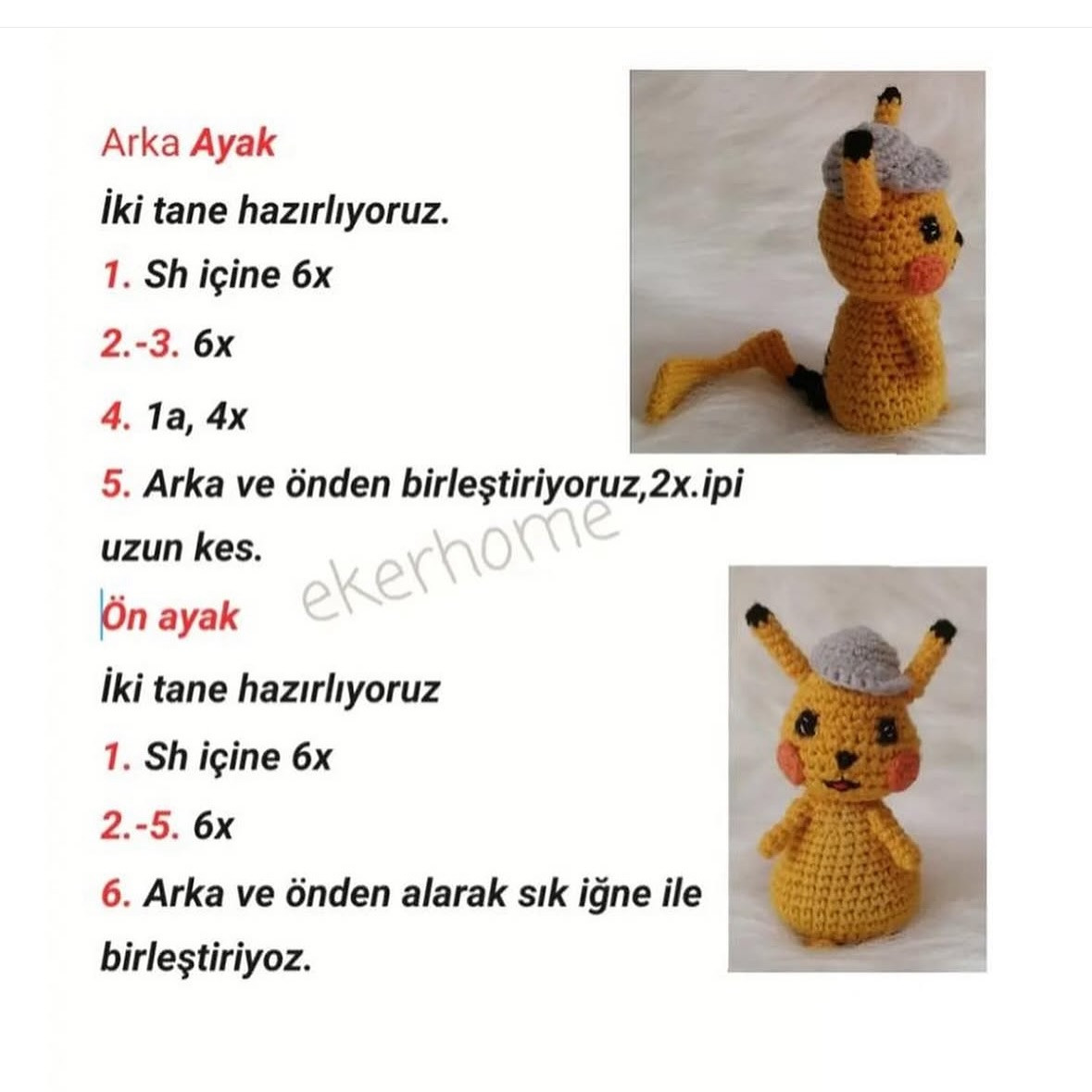 Pikachu Amigurumi Şeması