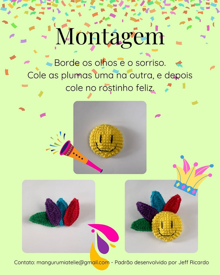 Pin da felicidade: Gráfico de crochê grátis