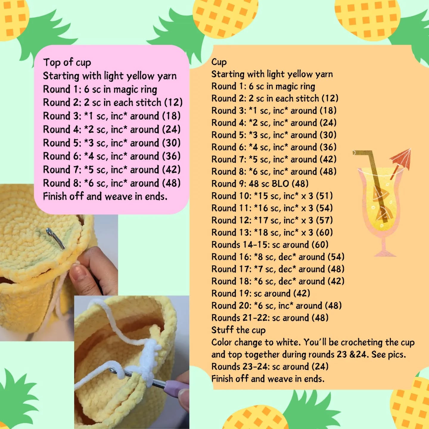 Piña Colada Koala Amigurumi Crochet Pattern