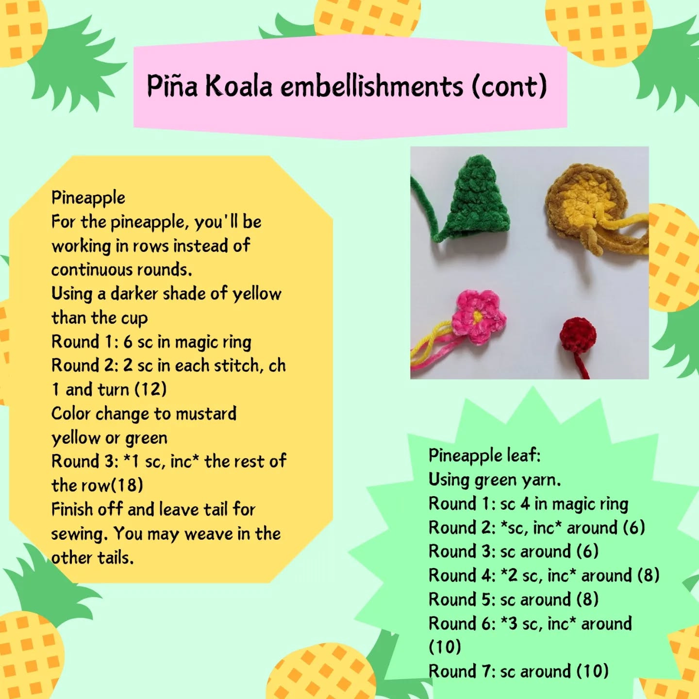 Piña Colada Koala Amigurumi Crochet Pattern