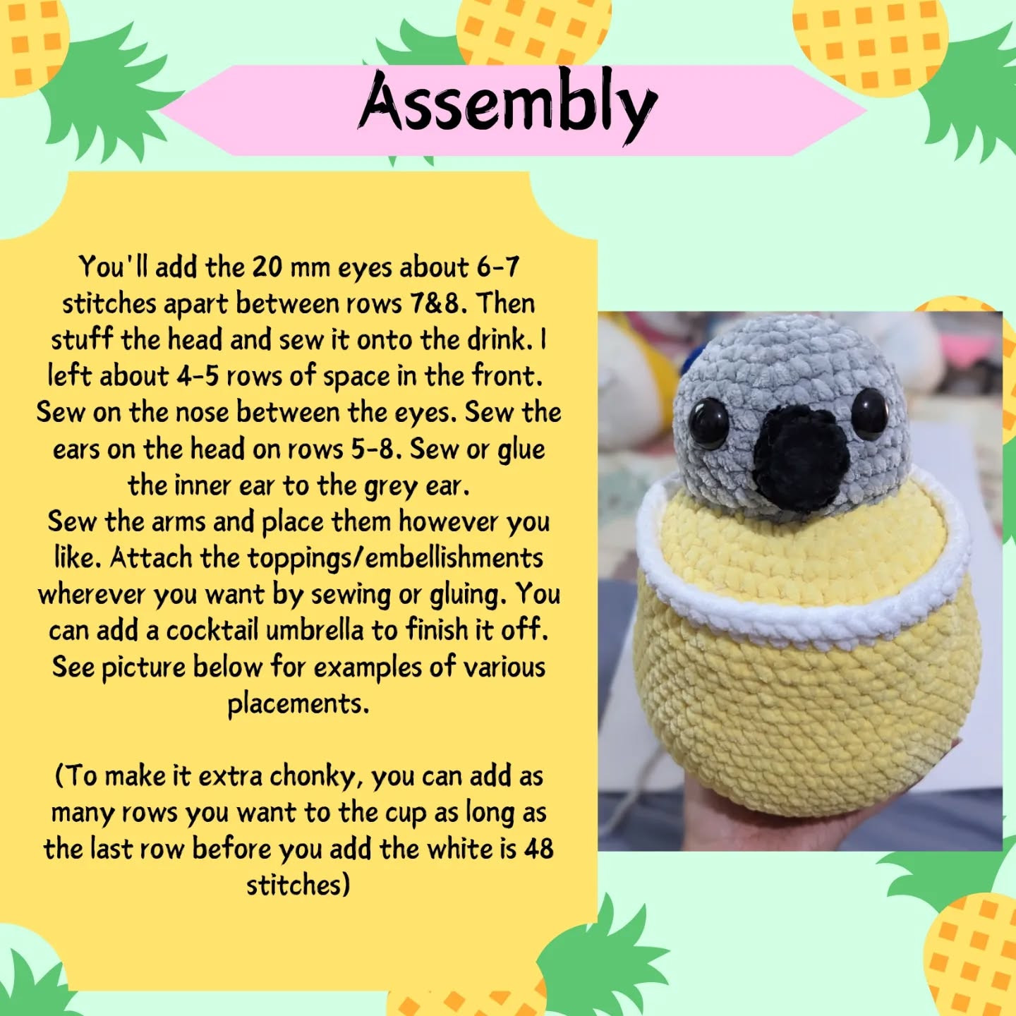 Piña Colada Koala Amigurumi Crochet Pattern