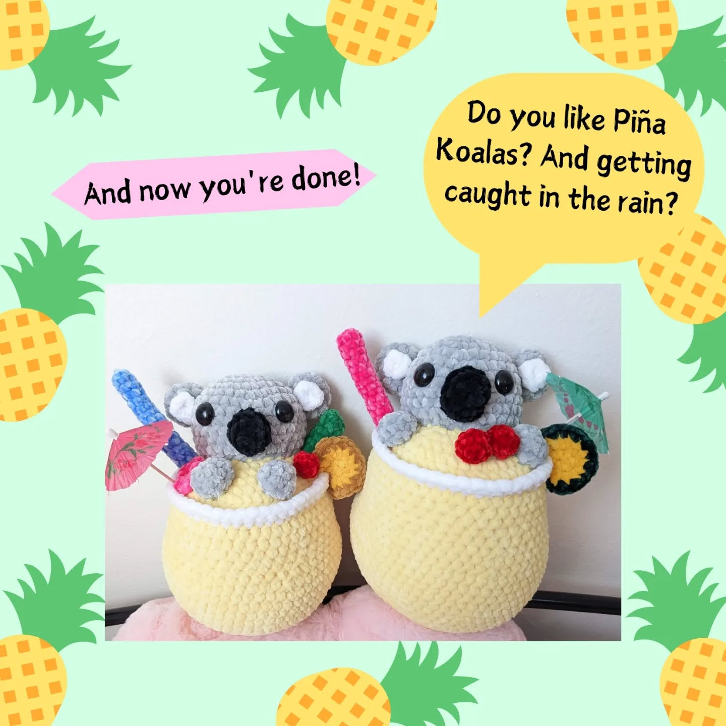 Piña Colada Koala Amigurumi Crochet Pattern