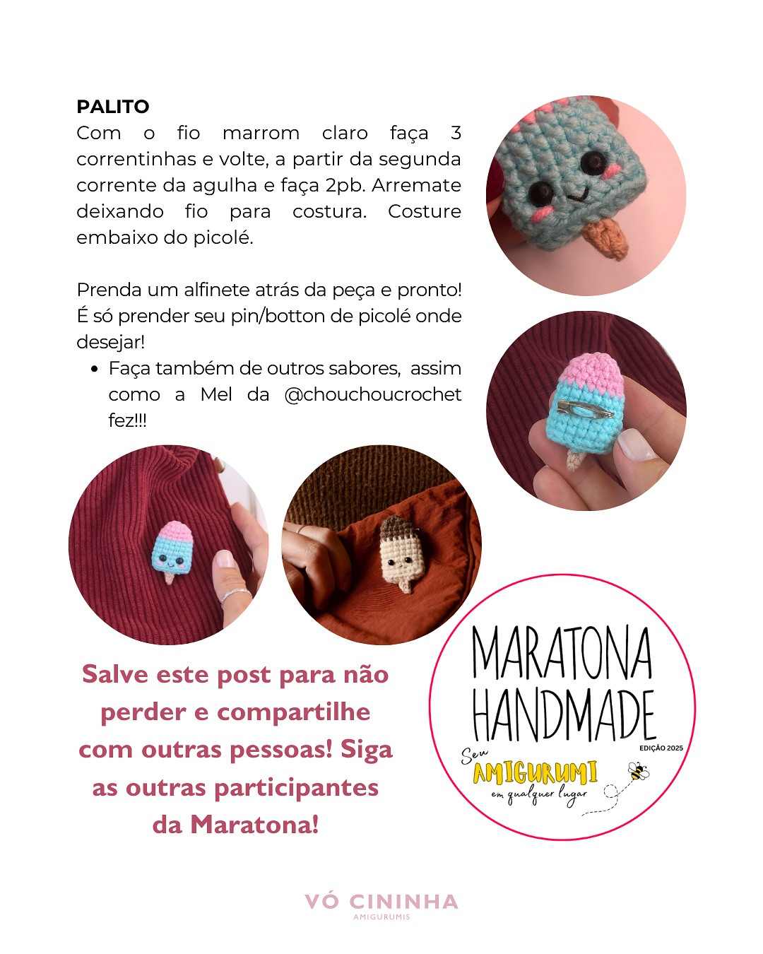 Pincolê de picolé amigurumi: Gráfico grátis!