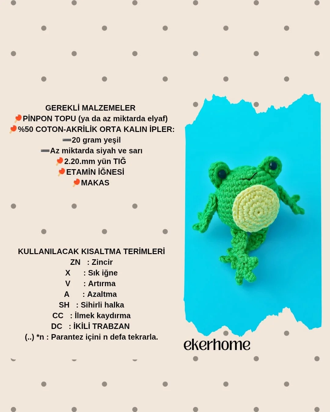 PINPON KURBAĞA AMIGURUMI ŞEMASI