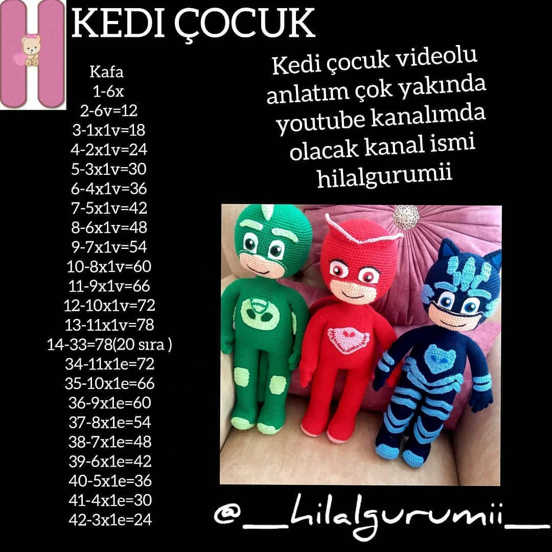 PJ Maskeleri Tığ İşi Şeması