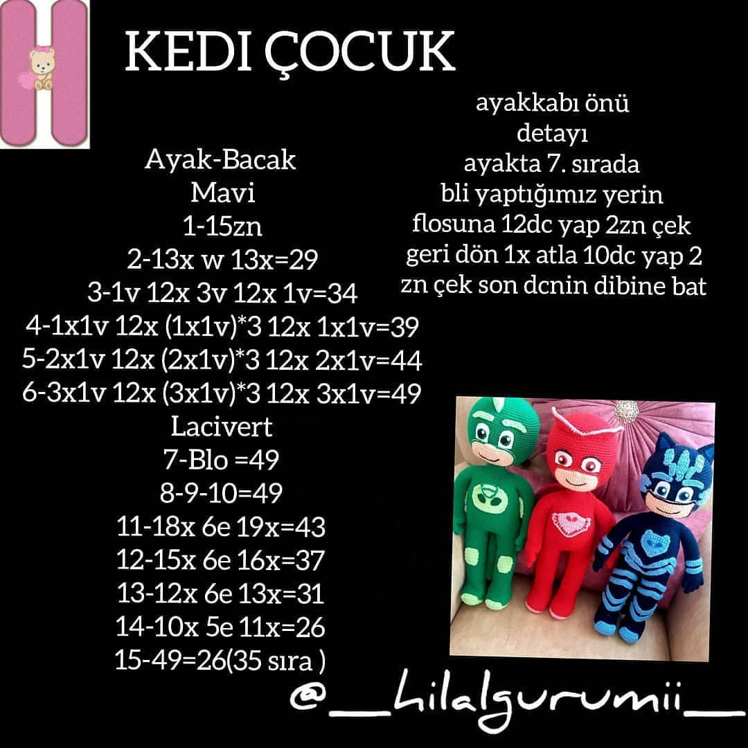 PJ Maskeleri Tığ İşi Şeması