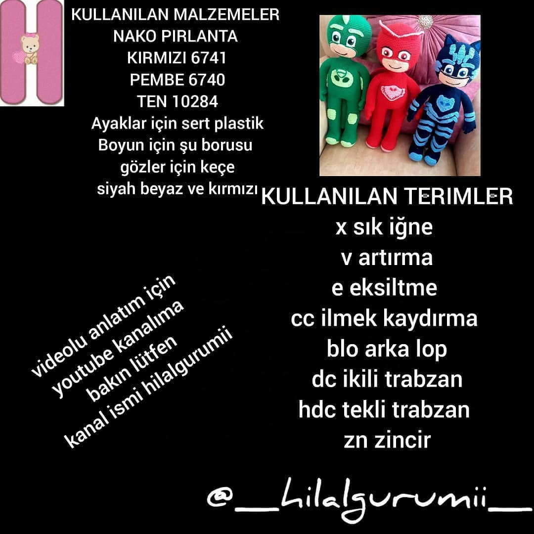 PJ Maskeleri Tığ İşi Şeması