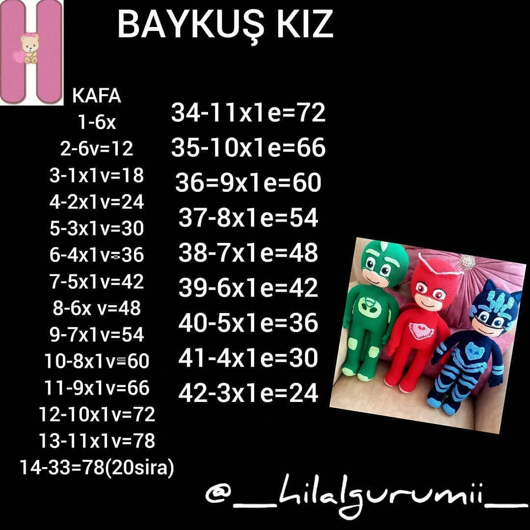 PJ Maskeleri Tığ İşi Şeması